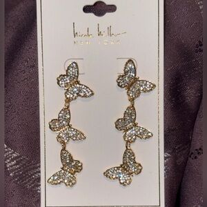 Nicole Miller New York Gold and Silver Butterfly Drop Earrings